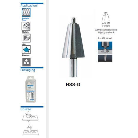 UTENSILE CONICO HSS PER FORARE  26-40 MM 4 GR. (1/2)