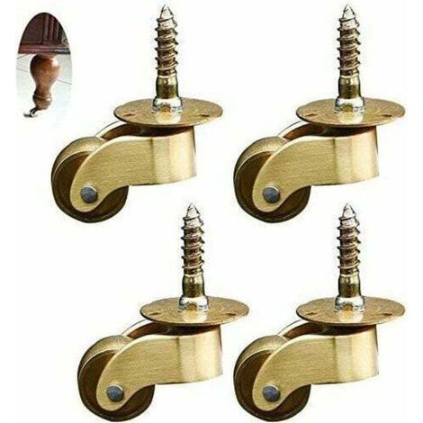 4pcs roulettes pivotantes, roulettes pour Meubles en Laiton, roulettes de Transport,roulement Silencieux, pour Meubles, appareils & équipements,- (1/4)
