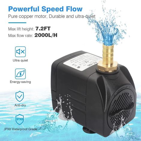 Pompe à Eau Submersible pour Aquarium et Bassin avec Lumière LED Colorée Ajustable pour Fontaine et Statues