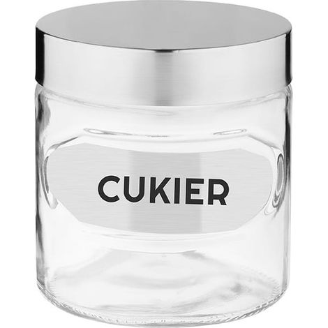 Bocal en verre transparent Ozzy Inscription Sugar 830 ml (1/2)