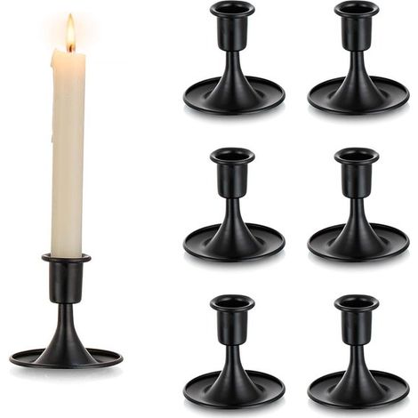 Set di 6 candelabri neri affusolati, decorazione da tavola vintage, decorazione di Halloween, decorazione per matrimoni, decorazione natalizia (1/5)