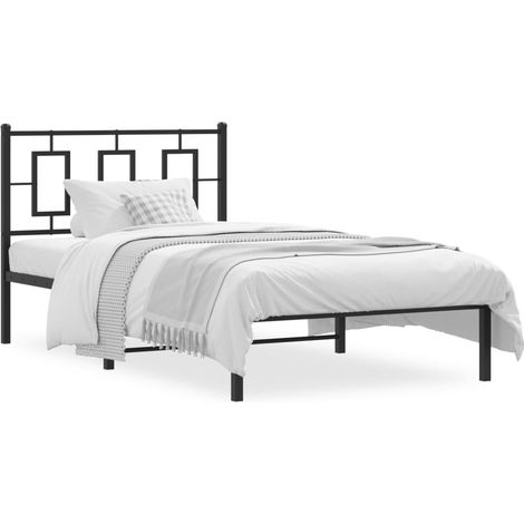 Maison Exclusive - Bettgestell mit Kopfteil Metall Schwarz 100x20 (1/5)