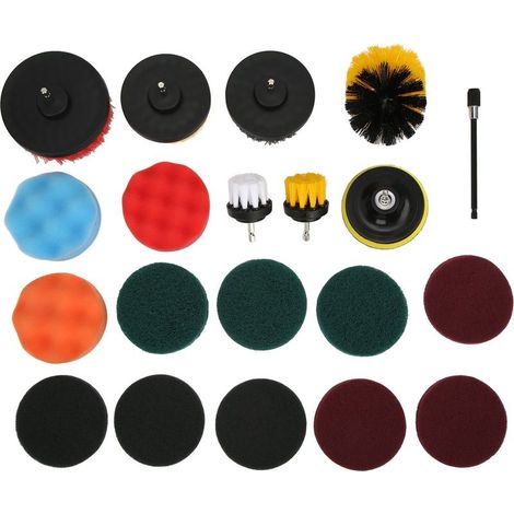 Set of accessories of brush of drilling, pads to recurer versatile, Kit of cleaning for home and car, 20 pieces (1/5)