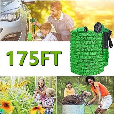 Tuyau d'arrosage extensible OHMG - 175FT - 7 modes de pulvérisation - Vert (1/4)