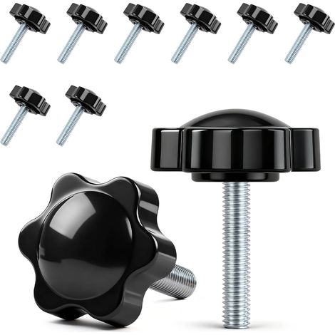Lot de 10 vis à poignée étoile - Vis moletées M6 x 30 mm - Vis avec poignée - Vis à tête étoile - Écrou à poignée étoile - Pour machine-outils, machines de serrage (1/5)