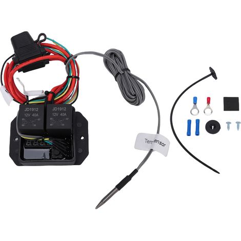 Kit de Commutateur de Contrôleur de Ventilateur de Radiateur Numérique, Matériau ABS, Affichage LED, Plage de Température de 104 à 230F, capacité de Charge de 30A, avec Fonction (1/5)