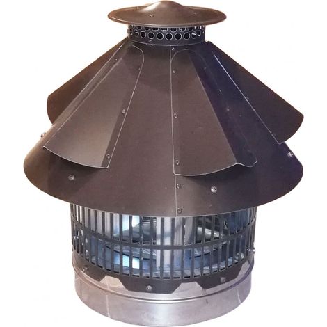 Aspiratore aspirafumi elettrico testa spiovente base tonda da m 350mm colore testa di moro (1/4)