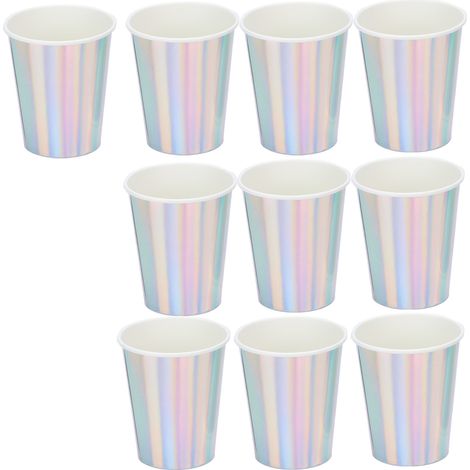 Lot de 20 gobelets en papier compostables et recyclables pour boissons, jus, café et thé, couleur argent. (1/5)