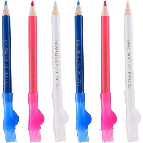 Lot de 6 marqueurs textiles, crayons à craie, outils de couture pour couturières-12.00X1.50X1.00CM (1/3)