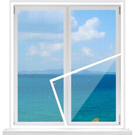 Moustiquaire Fenêtre 60x70cm - Polyester Blanc Pliable - Pose Adhésive Sans Perçage - Balcon Cuisine Salon (1/5)