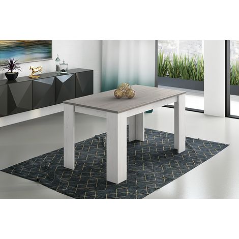 Table à manger, table de salon rectangulaire coloris pin andersen, pin gris - longueur 138 x profondeur 80 x Hauteur 75 cm -PEGANE-