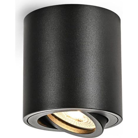 Schwarzer Deckenstrahler, Einbaustrahler, 5 W, Warmweiß 3000 K, Runder Deckenstrahler aus Aluminium Ø 80 x 84 mm [Energieklasse E] (1/5)