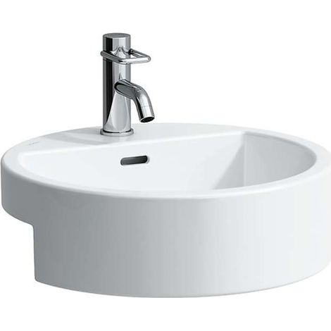 Laufen Living - Halbeinbauwaschtisch 46x46 cm, mit 1 Hahnloch, weiß H8134310001041 (1/4)