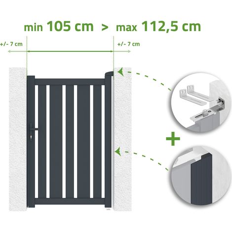 Portillon ajustable en largeur VEYMONT 1m H.160cm Aluminium Gris Anthracite (1/4)