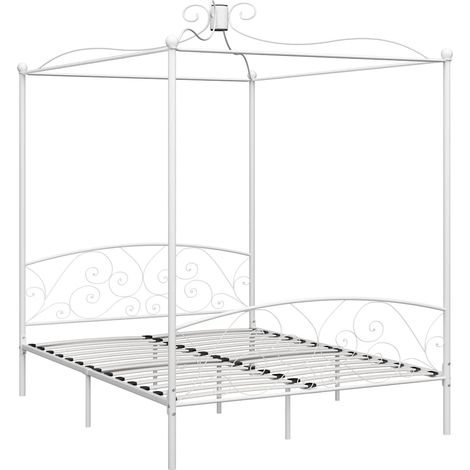 Maison Exclusive - Himmelbett-Gestell Weiß Metall 180 x 200 cm (1/5)
