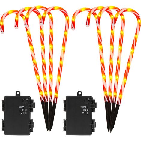 SWANEW Decorazione natalizia luminosa all'aperto, set di 8 lampade a canne di Natale, luci a led per la decorazione del giardino all'aperto (1/5)