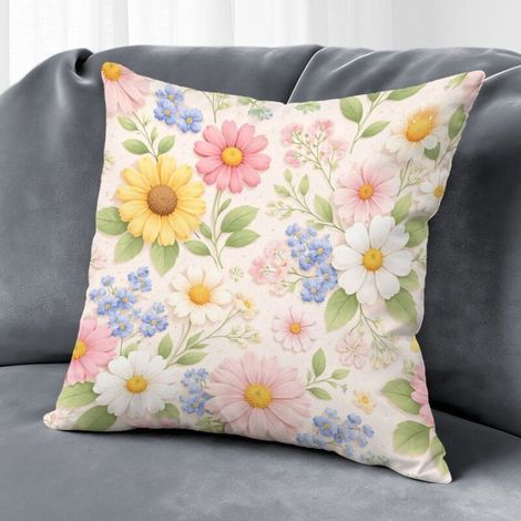 Housse de coussin floral coloré, décoration salon élégant,40×40cm (1/5)