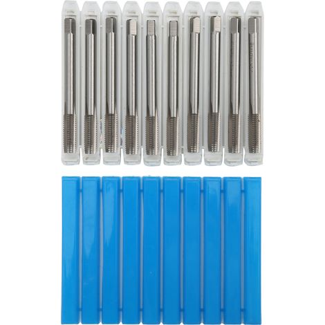 Jeu de 10 tarauds machine à fileter M7 x 1 en acier rapide, à goujures droites, pour filetage précis.