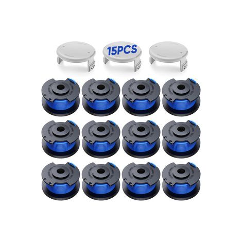 Kit complet de têtes bleues pour Ryobi AC14RL3A – Version R12+3, fil nylon résistant aux chocs – Pour travaux extérieurs intensifs (1/5)