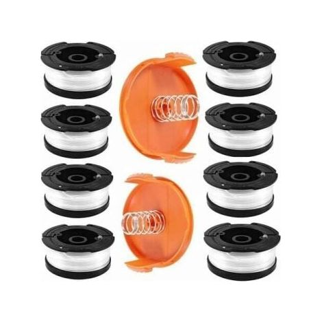 Bobine Fil Coupe Bordure pour Black et Decker Coupe-Bordures, 8 Bobine de Fil Debroussailleuse avec 2 Couvercle de Bobine et 2 Ressort, Bobines A6481 A6485 Compatible avec Black et Decker Af-100 (1/4)