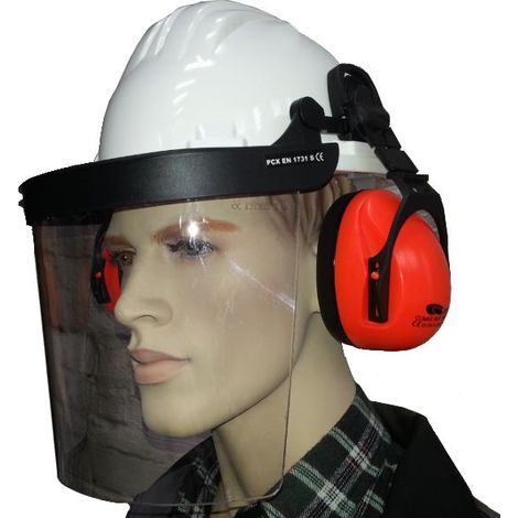 Bauhelm mit Gesichts- und Gehörschutz in versch. Farben weiß (1/2)