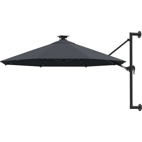 Parasol mural de jardin avec LED 300 cm anthracite - Parasol de jardin protection UV terrasse extérieur ombrage (1/5)