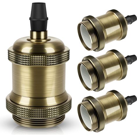 Vintage E27 douille de lampe, Edison retro suspension lampe, Solide céramique adaptateur, 4 Pièces champagne gold socket [Classe énergétique A+] (1/5)