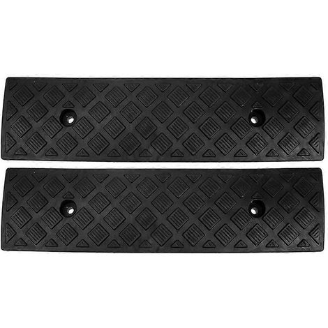 Rampe de trottoir (2 pièces) pour allée de garage, robuste, pour voitures, motos, vélos et fauteuils roulants, noire. (1/4)