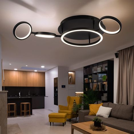 Deckenleuchte Deckenlampe LED Esszimmer Wohnzimmerlampe modern LED schwarz in Ringform, Metall Kunststoff, 1x 23W 1080lm 3000K, LxBxH 79x39x11,5 cm