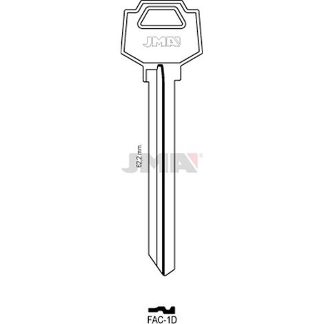JMA llavin fac-1d caja 50 , Llave en Bruto JMA FAC 1D. - Pertenece a grupo C, pensado para cerraduras de perfil estándar (tipo FAC). - Material: acero niquelado, ideal para mecaniz