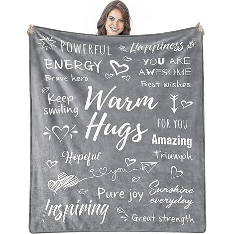 Couverture de jet de flanelle pelucheuse super douce en polaire confortable en peluche grise pour canapé-lit et sieste au bureau, cadeaux de couverture inspirants couvertures chaudes