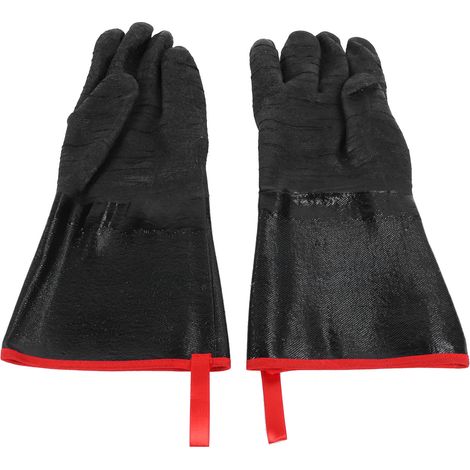 Gants de BBQ résistants à 500°C, imperméables et anti-acides pour jardin, noir 14 pouces (1/5)