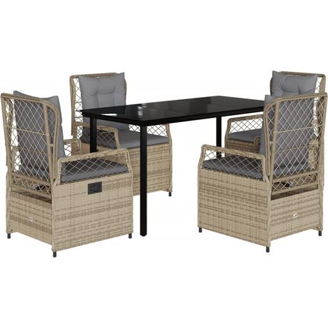 Maison Exclusive - 5-tlg. Garten-Essgruppe mit Kissen Beige Poly