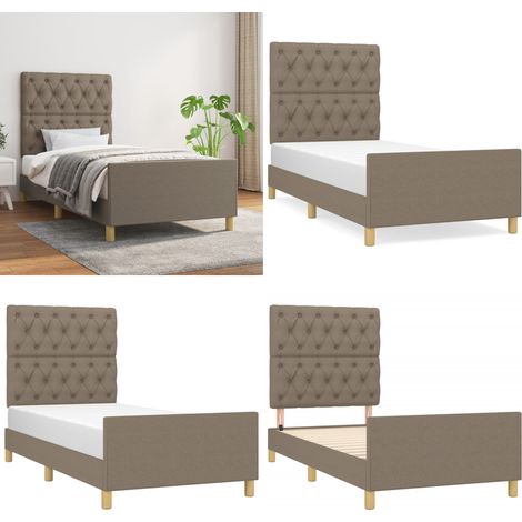 Bettgestell ohne Matratze Taupe 80x200 cm Stoff - Bettsystem - Doppelbett - Lattenrost - Kopfteil - Massivholzbette - Home & Living (1/5)