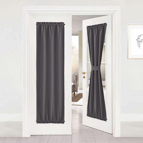 Panneau de rideau de porte, rideaux gris pour porte-fenêtre occultants et isolants thermiques, panneaux de confidentialité pour porte latérale imposte (1/5)