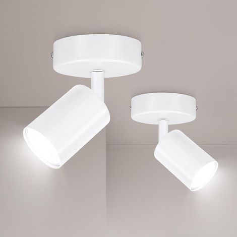 Spot Plafond GU10 Blanc 2 Feux Métal Orientable 350° Éclairage Intérieur Moderne pour Salon Cuisine Chambre (1/5)