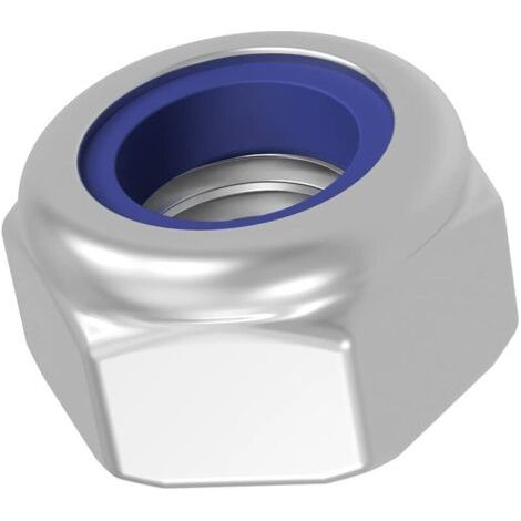 Ecrou Frein Acier Zingue M10 PACK 25 Ecrous de Blocage Bloquant Hexagonal Idéal pour la Menuiserie, la Construction, la Plomberie, entre autres utilisations. (1/4)