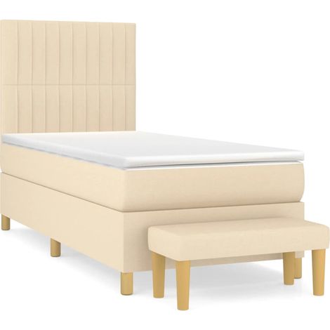 Maison Exclusive - Cama box spring con colchón tela color crema 9 (1/5)