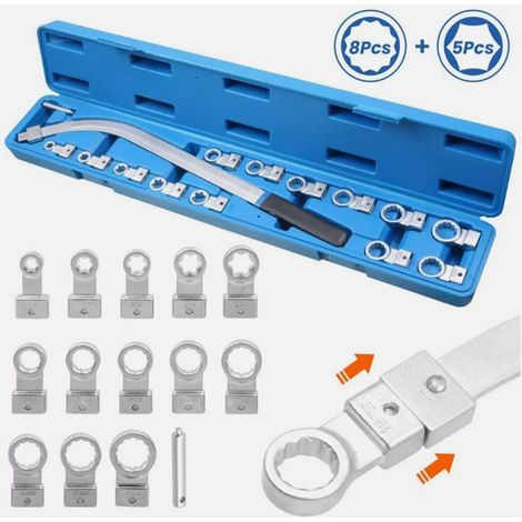 Kit outil courroie de distribution 15 pièces en acier chrome vanadium, outil tendeur de courroie pour réglage automobile, courroie serpentine, espace restreint (1/5)
