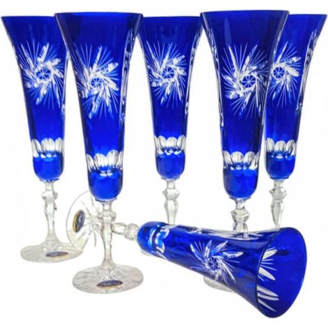 Verres à champagne en cristal de cobalt 170 ml, moulin à olives (1/5)