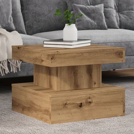 Table basse avec lumières LED-Table Salon à LED chêne artisanal 50x50x40 cm 562725 (1/5)
