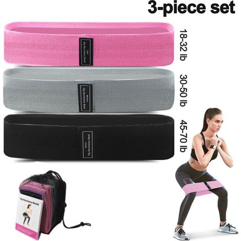 Bandes De Résistance - 3 Niveaux De Résistance 8-32 Kg - Pour Entraînement Fessiers Et Corps Entier - Polyester Élastique Antidérapant - 3 Pièces (1/5)