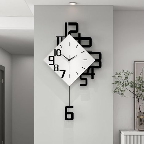 Horloges murales modernes - pour la décoration du salon. Grande horloge murale décorative - avec pendule. Fonctionne à piles - pour la chambre, le bureau, la cuisine, la maison. Petite horloge murale (1/5)