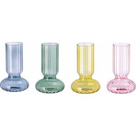 Regalo Italiano Vaso in Vetro Ass. D 10 Cm H 16 Cm Rosa Giallo Verde Blu 1 Pz