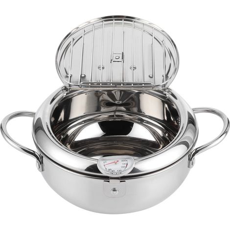 Mini-poêle à frire japonaise en acier inoxydable avec thermomètre, compatible avec les plaques à induction, L 24 cm (1/5)