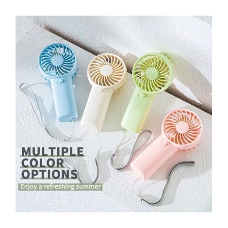Petit ventilateur portable à une vitesse avec cordon, fonctionne sur piles (piles non incluses), idéal comme cadeau d'été ou pour se rafraîchir. Multicolore.-AquaForge (1/2)