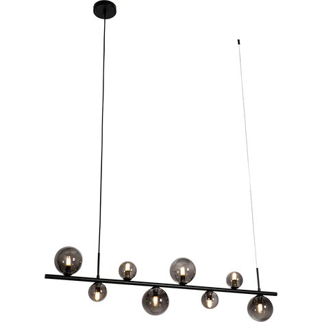 QAZQA Lampada a sospensione tavolo soggiorno monaco - Design - Acciaio - Grigio/Nero - Oblungo Max. 8 x Watt