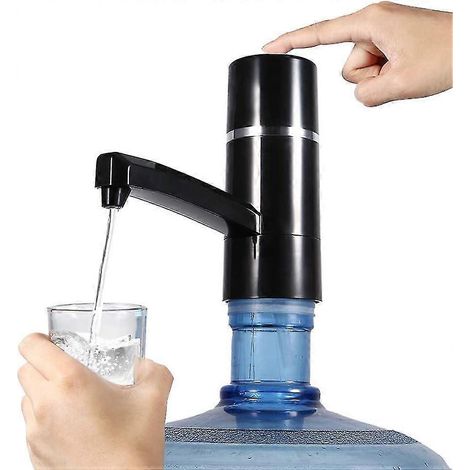 Pompe à eau électrique portable noire, pompe à eau universelle sans fil rechargeable par USB, distributeur d'eau automatique avec filtre et pompe à verres pour le bureau. (1/5)