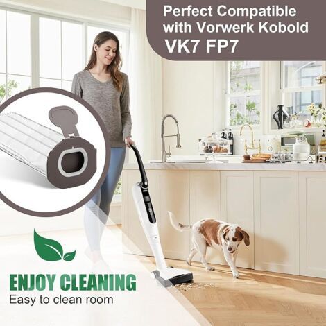 Lot de 8 Sac Aspirateur pour Vorwerk Kobold VK7 FP7 Sacs Filtrants de Rechange pour Aspirateur sans Fil Kobold VK7 FP7 Sac Aspira (1/4)
