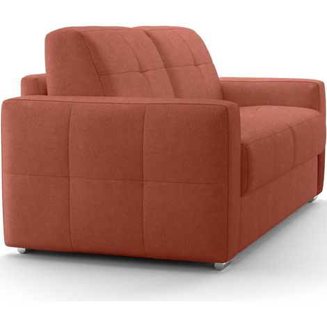 Canapé capitonné convertible 3 places en tissu chenille terracotta - ouverture express - Cassian (1/5)